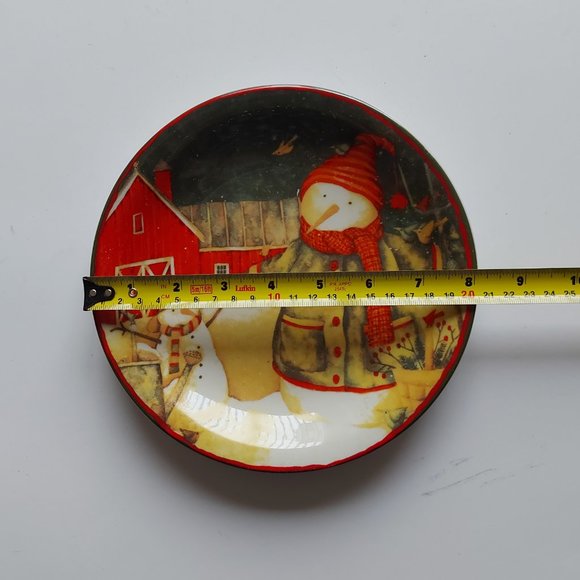 Set of 2 Matching Snowman Plates - Never Used - Picture 6 of 8